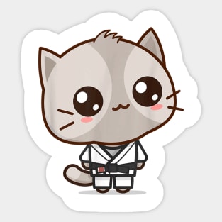 Brazilian Jiu Jitsu Black Belt Combat Sport Cute Kawaii Cat Sticker